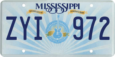 MS license plate ZYI972