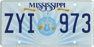 MS license plate ZYI973