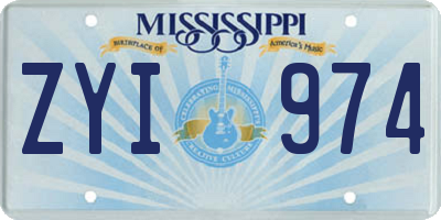 MS license plate ZYI974