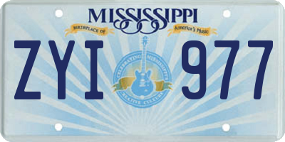 MS license plate ZYI977