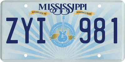 MS license plate ZYI981