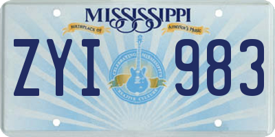 MS license plate ZYI983