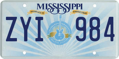 MS license plate ZYI984