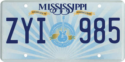 MS license plate ZYI985