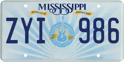 MS license plate ZYI986