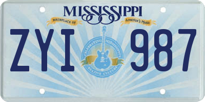 MS license plate ZYI987