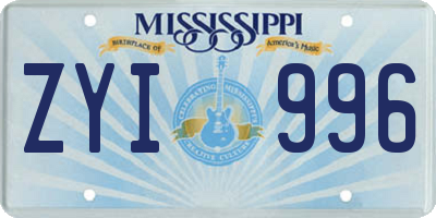 MS license plate ZYI996