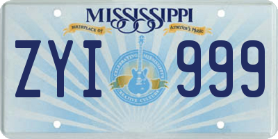 MS license plate ZYI999