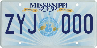 MS license plate ZYJ000