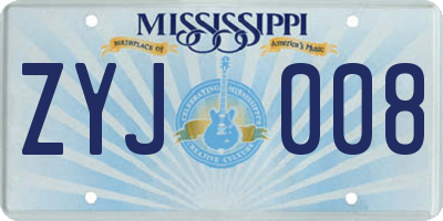 MS license plate ZYJ008