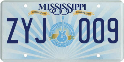MS license plate ZYJ009