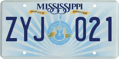 MS license plate ZYJ021