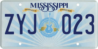 MS license plate ZYJ023