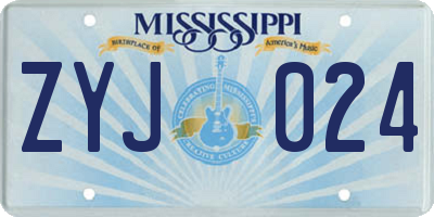 MS license plate ZYJ024