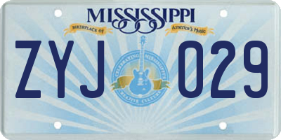MS license plate ZYJ029