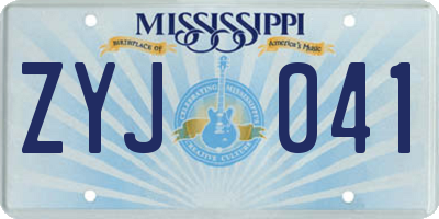MS license plate ZYJ041