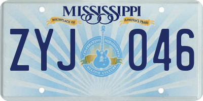 MS license plate ZYJ046