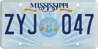 MS license plate ZYJ047