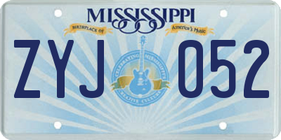 MS license plate ZYJ052