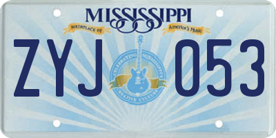 MS license plate ZYJ053