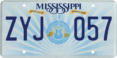 MS license plate ZYJ057