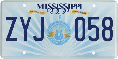MS license plate ZYJ058