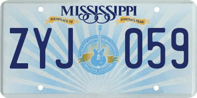 MS license plate ZYJ059