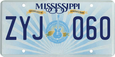 MS license plate ZYJ060