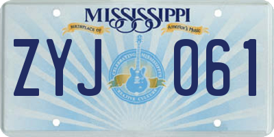 MS license plate ZYJ061