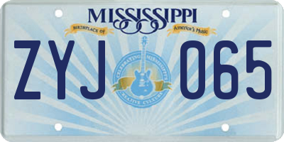 MS license plate ZYJ065