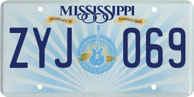 MS license plate ZYJ069