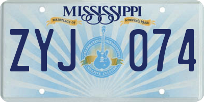 MS license plate ZYJ074