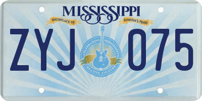 MS license plate ZYJ075