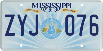 MS license plate ZYJ076