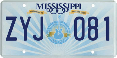 MS license plate ZYJ081