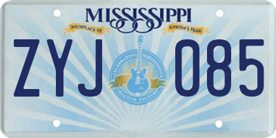 MS license plate ZYJ085