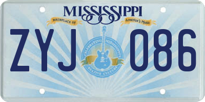 MS license plate ZYJ086