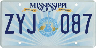 MS license plate ZYJ087
