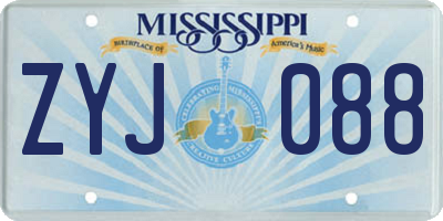MS license plate ZYJ088