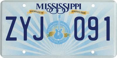 MS license plate ZYJ091