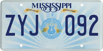 MS license plate ZYJ092