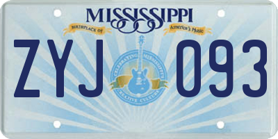 MS license plate ZYJ093