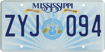 MS license plate ZYJ094