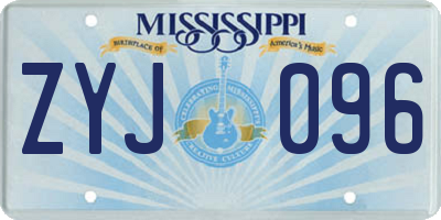 MS license plate ZYJ096