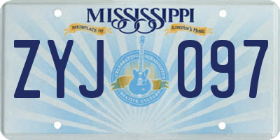 MS license plate ZYJ097