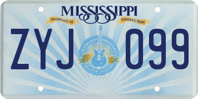 MS license plate ZYJ099
