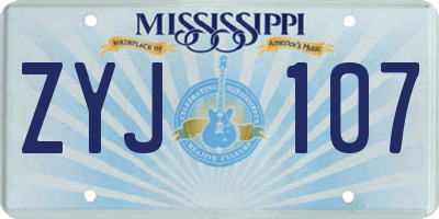 MS license plate ZYJ107