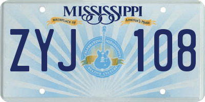 MS license plate ZYJ108