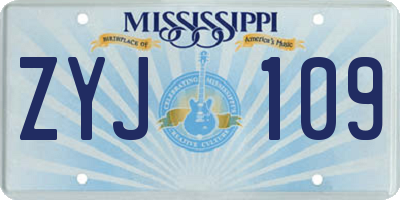 MS license plate ZYJ109