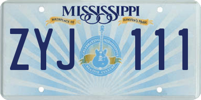 MS license plate ZYJ111